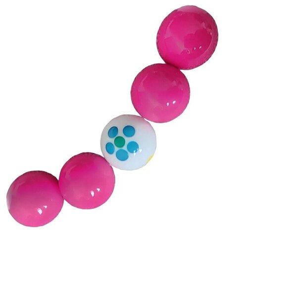 100% Genuine Lucite 18" Chunky Bobble Statement Necklace Barbie Fuchsia Pink - Picture 5 of 9